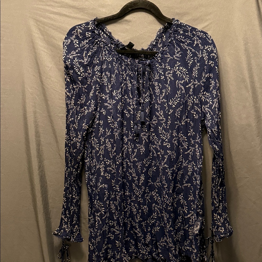 Lucky Brand Navy and White Floral Top